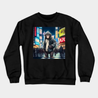 Monkey Walking in Shibuya Tokyo Crewneck Sweatshirt